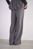 フロッキードットプリントタックパンツ　GRAY