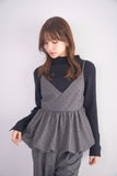 フロッキードットプリントバルーンキャミソール　GRAY