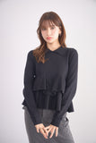 フリルティアードニットトップス　BLACK