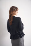 フリルティアードニットトップス　BLACK
