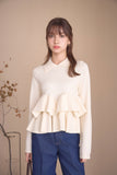 フリルティアードニットトップス　IVORY