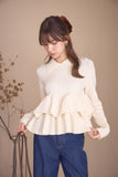 フリルティアードニットトップス　IVORY