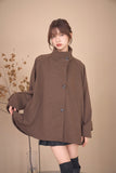 スタンドカラーケープコート　BROWN