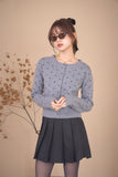 ドットクルーネックカーディガン　GRAY