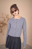 ドットクルーネックカーディガン　GRAY