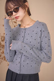 ドットクルーネックカーディガン　GRAY
