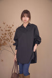 袖リブスキッパーチュニック　BLACK