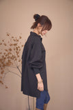 袖リブスキッパーチュニック　BLACK