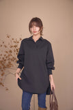 袖リブスキッパーチュニック　BLACK