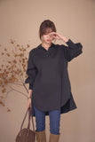 袖リブスキッパーチュニック　BLACK