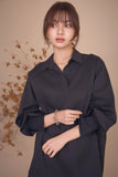 袖リブスキッパーチュニック　BLACK
