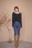 2wayチュールロングTシャツ　BLACK