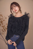 2wayチュールロングTシャツ　BLACK