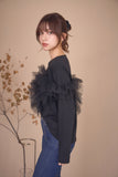 2wayチュールロングTシャツ　BLACK