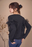 2wayチュールロングTシャツ　BLACK