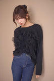 2wayチュールロングTシャツ　BLACK