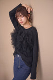 2wayチュールロングTシャツ　BLACK