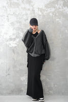 チュールドッキングカーディガン　Charcoalgrey