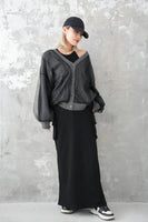 チュールドッキングカーディガン　Charcoalgrey