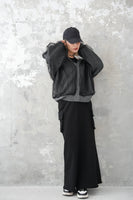 チュールドッキングカーディガン　Charcoalgrey