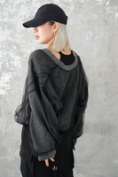チュールドッキングカーディガン　Charcoalgrey