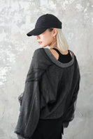 チュールドッキングカーディガン　Charcoalgrey