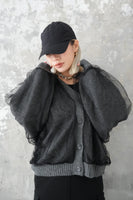 チュールドッキングカーディガン　Charcoalgrey