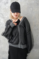 チュールドッキングカーディガン　Charcoalgrey