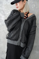 チュールドッキングカーディガン　Charcoalgrey