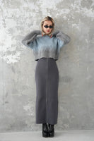 フロントZIPニットスカート Charcoalgrey