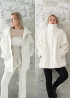 シャギースタンドカラーコート　IVORY