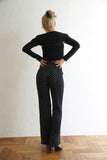 シュシュ付きドットプリーツパンツ Black