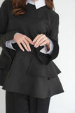 ペプラムブラウス　BLACK