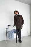 シャツ衿ポロニットTOPS　BROWN
