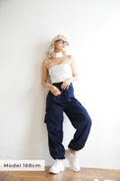 サテンカーゴパンツ Navy