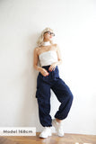 サテンカーゴパンツ Navy