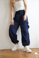 サテンカーゴパンツ Navy