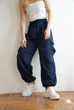 サテンカーゴパンツ Navy