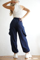 サテンカーゴパンツ Navy