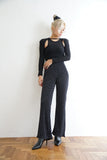 シュシュ付きドットプリーツパンツ Black