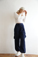 Uネックニットトップス Ivory