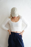 Uネックニットトップス Ivory