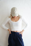 Uネックニットトップス Ivory