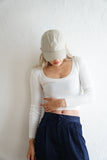 Uネックニットトップス Ivory
