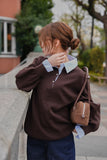 シャツ衿ポロニットTOPS　BROWN