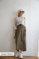 ベルト付きカーゴスカート Khaki