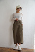 ベルト付きカーゴスカート Khaki