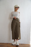 ベルト付きカーゴスカート Khaki