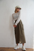 ベルト付きカーゴスカート Khaki