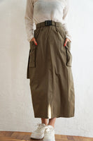 ベルト付きカーゴスカート Khaki